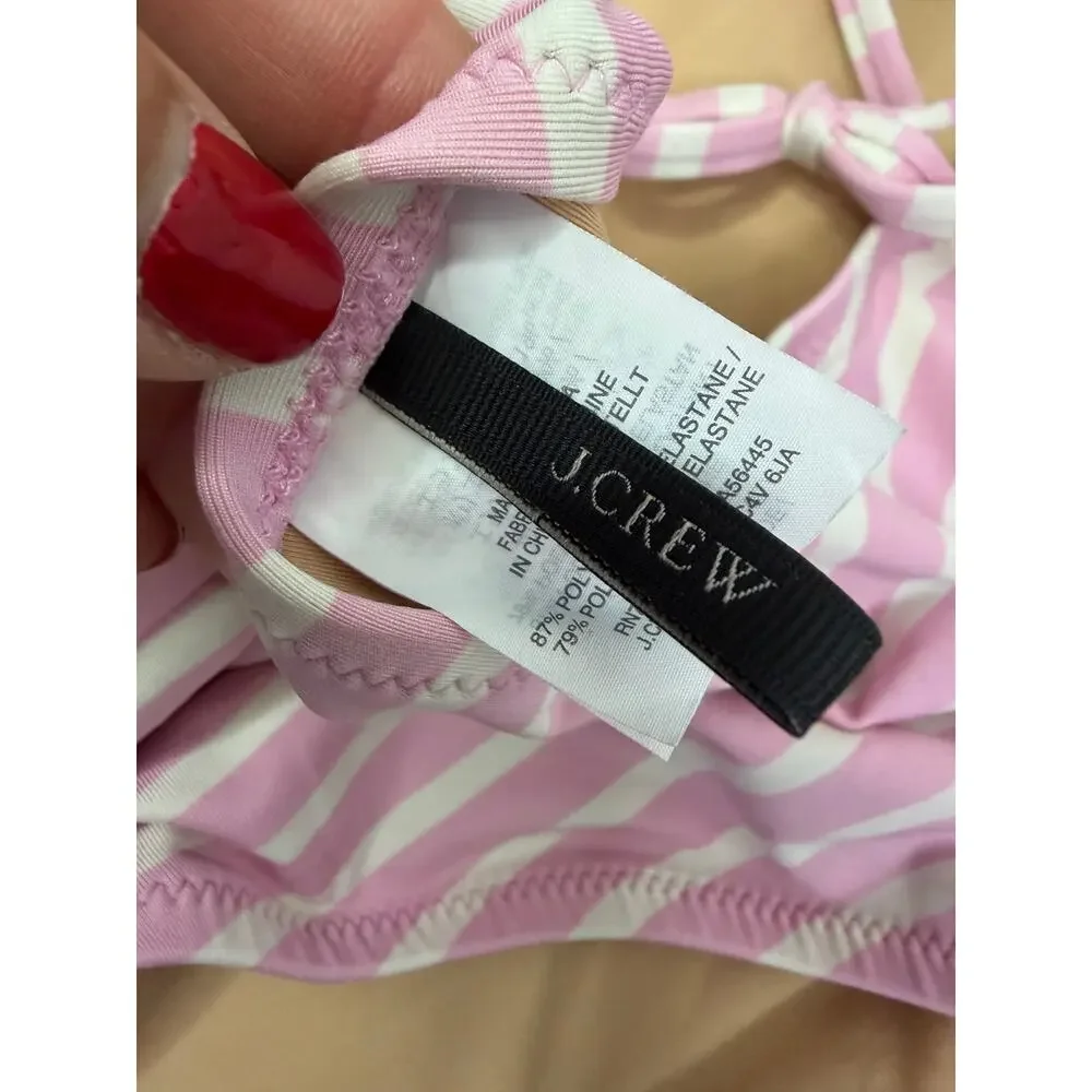 J.Crew Lace-up Back One-Piece Swimsuit Pink & White Stripes Size 16